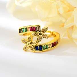 Flower Gold Plated Adjustable Ring with Beautiful Craftmanship