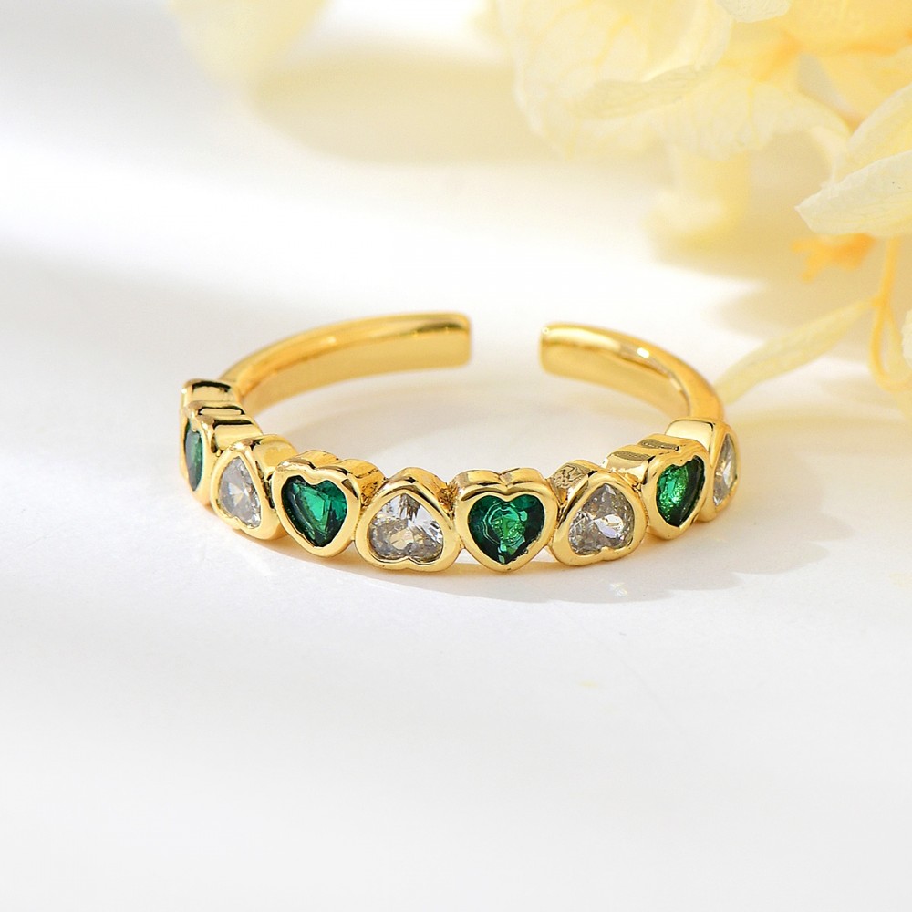 Delicate Small Green Adjustable Ring