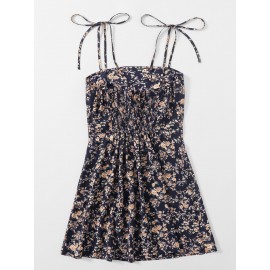 Floral Tie Shoulder  Dress