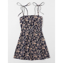 Floral Tie Shoulder  Dress