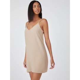 Double V-neck Solid Slip Dress