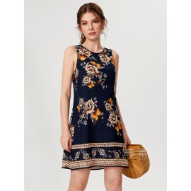 Sleeveless Floral Print Dress