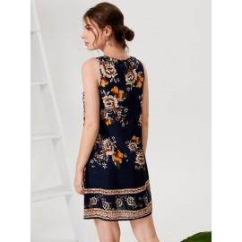 Sleeveless Floral Print Dress