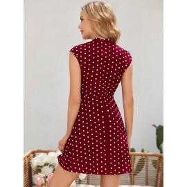 Tie Neck Polka Dot Dress