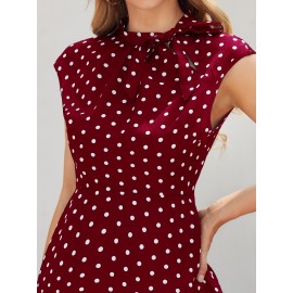 Tie Neck Polka Dot Dress