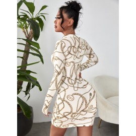 Chain Print Bodycon Dress