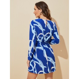 Graphic Print Belted Dress