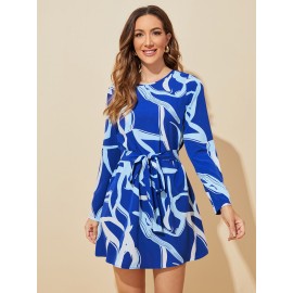 Graphic Print Belted Dress