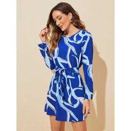 Graphic Print Belted Dress