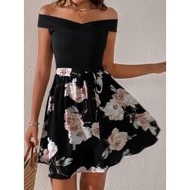 Floral Print Off The Shoulder Dress