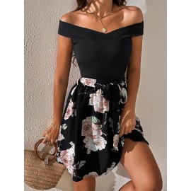 Floral Print Off The Shoulder Dress