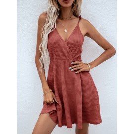 Solid Surplice Front  Dress