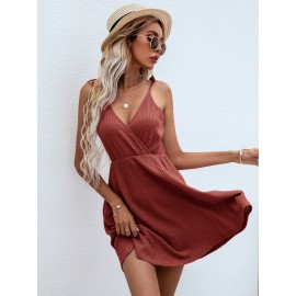 Solid Surplice Front  Dress