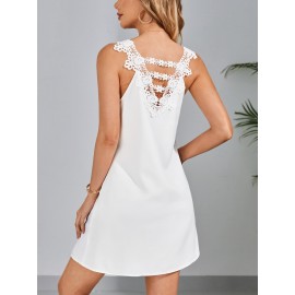 Contrast Guipure Lace Tunic Dress