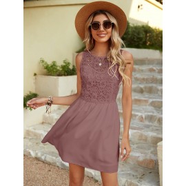 Solid Guipure Lace Dress