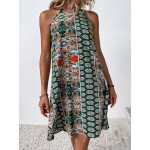 Paisley Print Tie Back Halter Dress