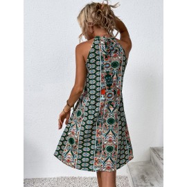 Paisley Print Tie Back Halter Dress