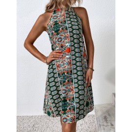 Paisley Print Tie Back Halter Dress