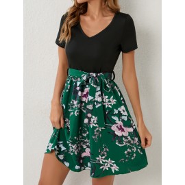 Floral Print Belted Dress