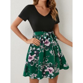 Floral Print Belted Dress