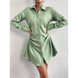 Grommet Lace Up Back Shirt Dress