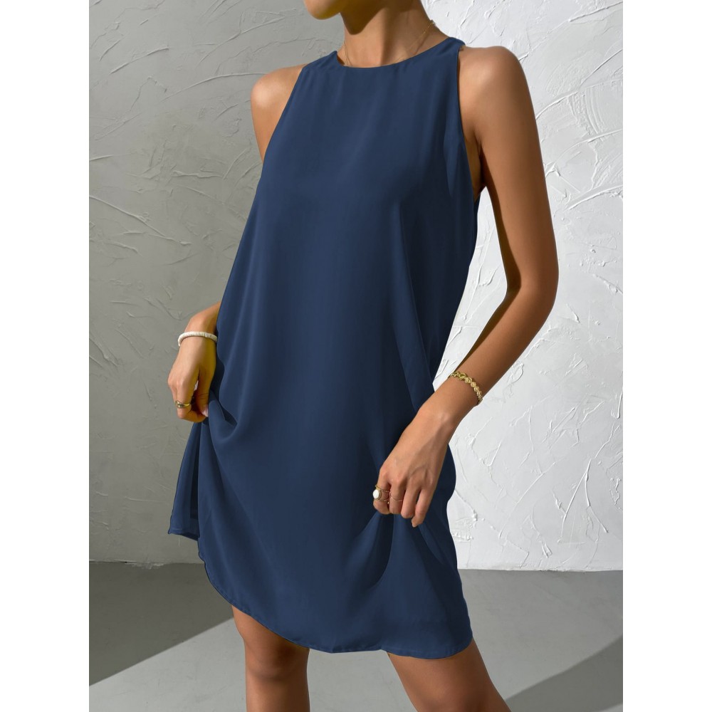 Keyhole Back Solid Tank Dress