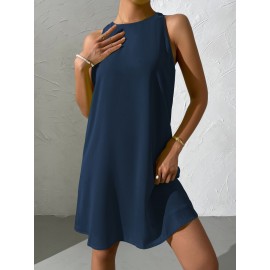 Keyhole Back Solid Tank Dress