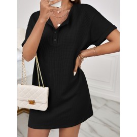 Half Button Drop Shoulder Dress