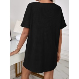 Half Button Drop Shoulder Dress